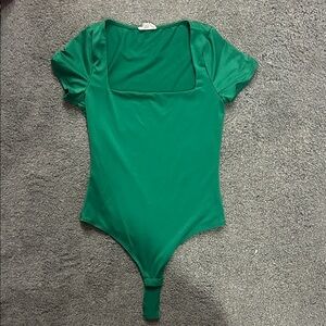 Green Square Neck Bodysuit